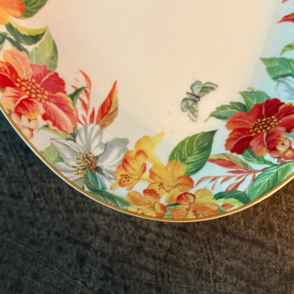 Spode Floral Serveware Plate with Gold Trim
